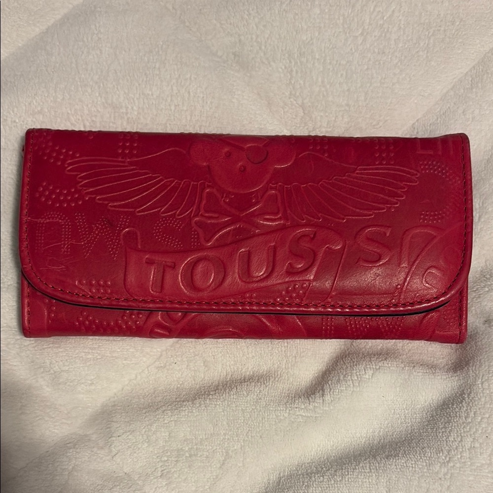 Tous Red Leather Wallet with Embossed Design